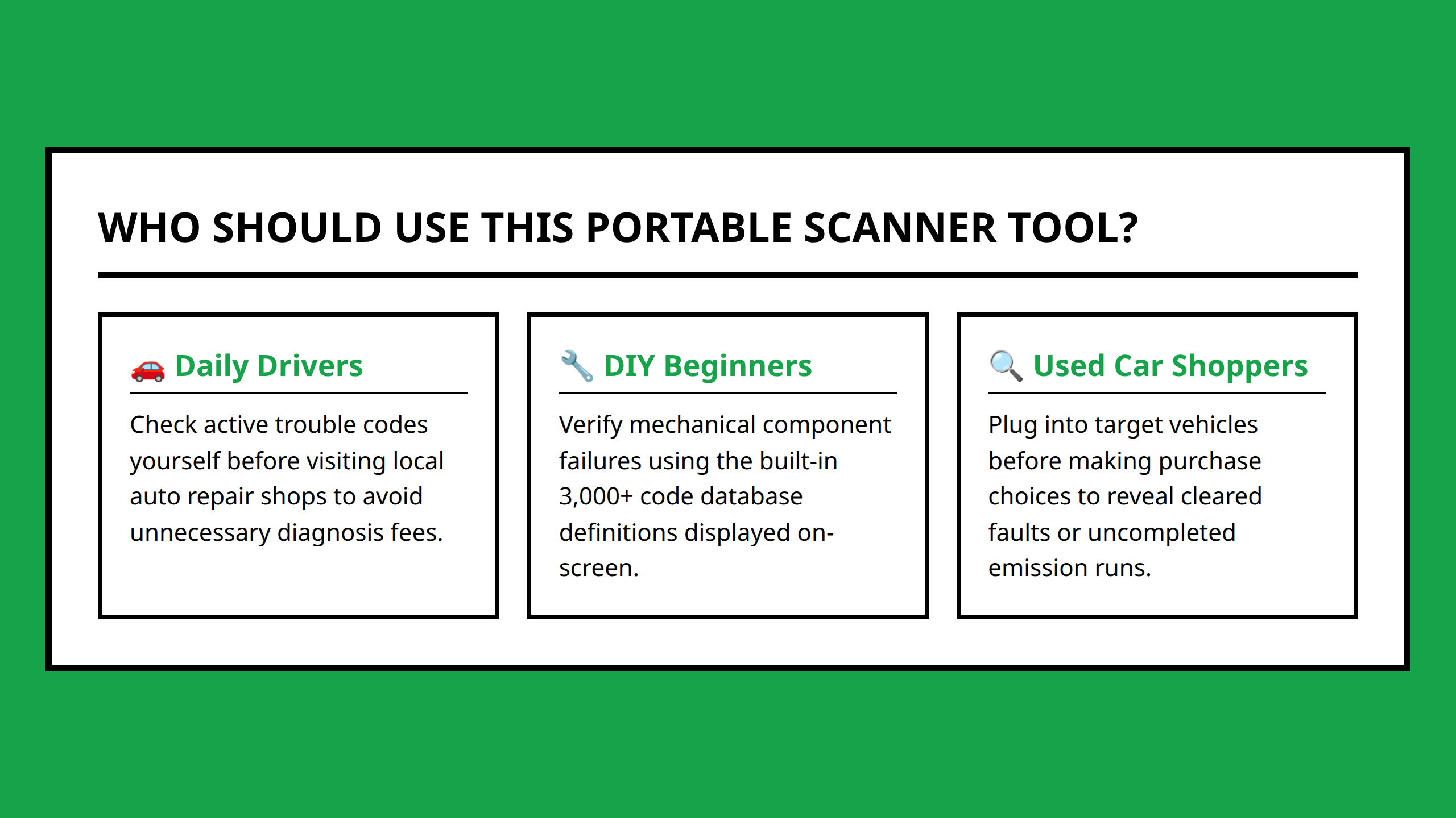 Intended Users and Applications for the Portable Code Scanner Tool